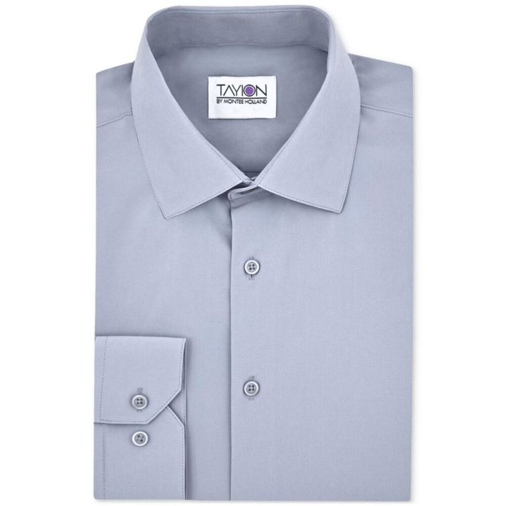 Tayion Collection Mens Solid Button Down Dress Shirt, , 17-17.5 Neck, DM